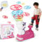 Joellfuner Disco Volador para Niños, Lanzador de Disco Volador, Juguetes de Hélice para Exterior, Flying Disc Launcher con 36 Piezas Platillos Voladores, para Niños a Partir de 3 Años (Rosa)