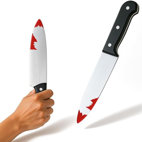 Halloween Bloody Knife Prop with Blood Splatter Design - Fake Knife Halloween Costume Accessories 31cm Long Plastic Knife Prop - Zombie Weapon Slasher Fancy Dress Accessory