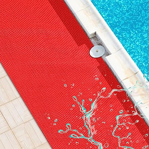Errzom Tapis Sol Piscine Plus épais, Tapis de Fond pour Piscine Hors Sol, Tapis de Sol pour Piscine Antidérapant, Tapis de Piscine pour Terrasse, Tapis Piscine Hors Sol Tapis d'escalier,Rouge,0.9x6m