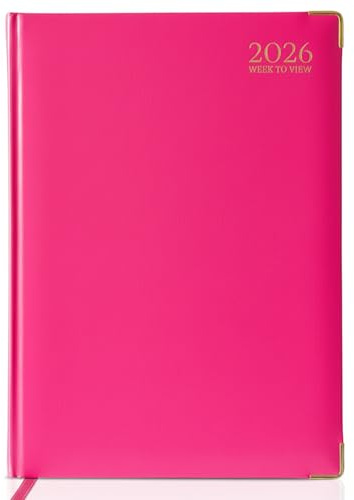 G4GADGET A5 2026 Week to View Pink Diary Gilt Edges Hardback
