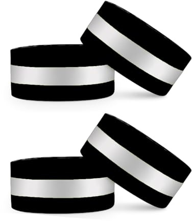 VERY IMPORTANT RUNNER - Reflektierende Armbänder - Elastisches Reflektorband mit 8 cm verstellbarem Verschluss & 2 cm Reflexstreifen - 360° Sichtbarkeit für Arme, Beine & Knöchel (Schwarz, 4 Stück)