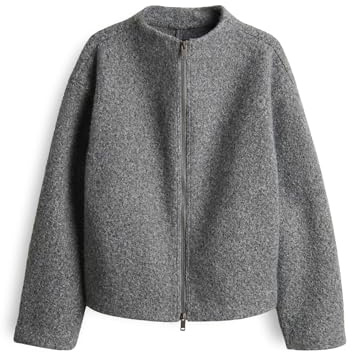 OPUS Damen Jacke | HURLIE Regular Boxy Boucléjacke Easy Grey, 42