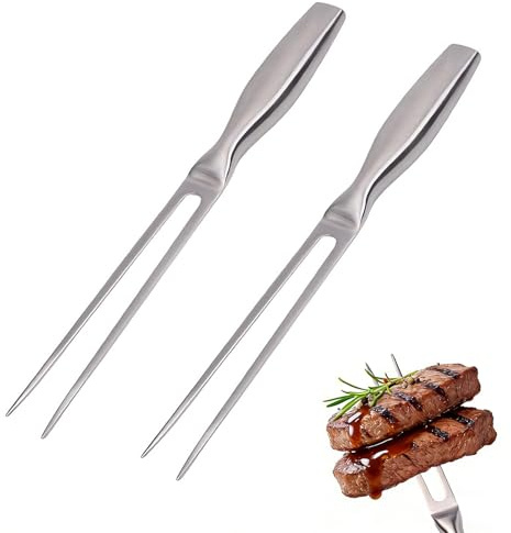 yolzhxe 2 Stück Fleischgabel Edelstahl, 27 cm Meat Fork mit Griff, Professionale Grill Gabel, Einfach Umzudrehen und Behoben Geeignet für Steaks, Braten, Brathähnchen und Gemüse
