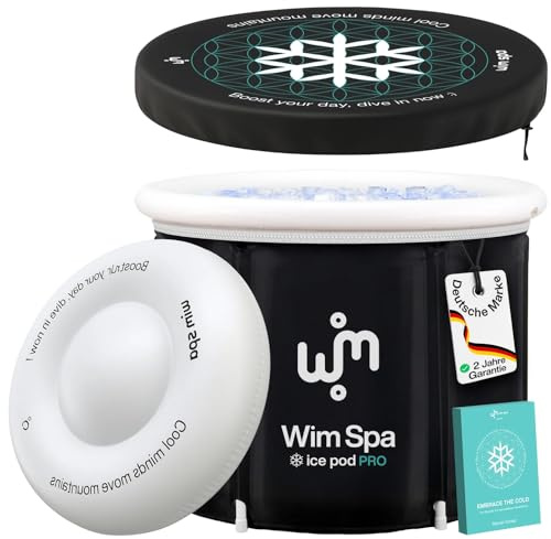 Wim Spa® Ice Pod Pro (90×75 cm) [Das Original seit 2015] Faltbares, isoliertes Eisbad mit ThermoDome, Abdeckung, Thermometer, eBook UVM. – Mobile Kältetherapie Badewanne für Outdoor & Indoor
