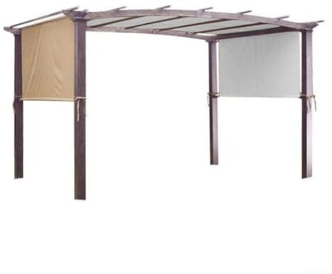 Auvent pour pergola pour utilisation en extérieur avec tiges lestées des deux côtés et embouts d'arrimage pour éviter de glisser sur le porche et la terrasse (beige)