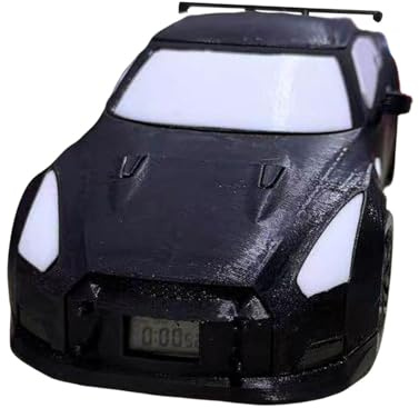 Qectial Auto Wecker, Sportwagen Spielzeug, Digitalanzeige, Dekoration Aus PP Material mit Weckfunktion, Geeignet für Erwachsene, Jungen Und Mädchen, Schlafzim, Schwarz