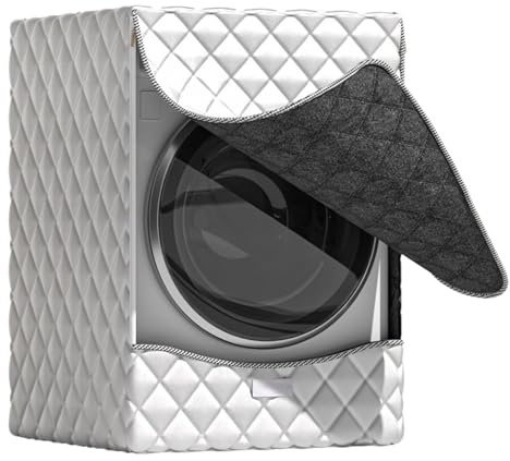 Fundas para lavadora y secadora, con cremallera impermeable aislada, cubierta de lavadora de carga frontal, para electrodomésticos de carga superior, hogar, baño, balcón (plateado M)