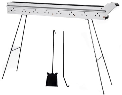 Fornacella Arrosticini Abruzzesi C110 - Canalina Barbecue a Carbone per Spiedini - Cuoci Arrosticini in Acciaio Inox AISI 430 in Italy con Paletta e Attizzabrace