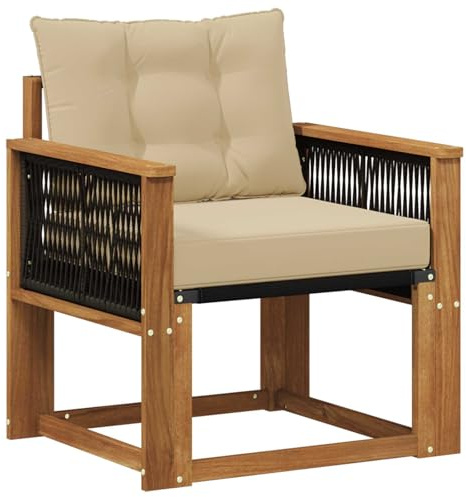 vidaXL Outdoor Mittelsofa Massivholz Akazie Natur, Balkon Garten Sofa, rechteckige Garten-Lounge Sitzgruppe, strapazierfähige Möbel für entspannte Terrassenstunden