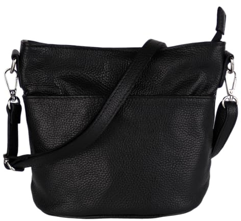MIRROSI Damen Umhängetasche, Crossbody Bag, Echtleder I Made in Italy (1 Tasche 1 oder 2 Gurt(e)), 24x18x12cm (BXHXT) Mittelgroß