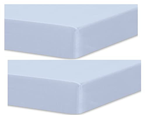 Dudu N Girlie Crib Fitted Sheets 40x90cm - Crib Sheets 100% Cotton Jersey -Hypoallergenic Pram Sheets Breathable Easy Care - Cradle Fitted Sheets (Pack of 2, Blue)