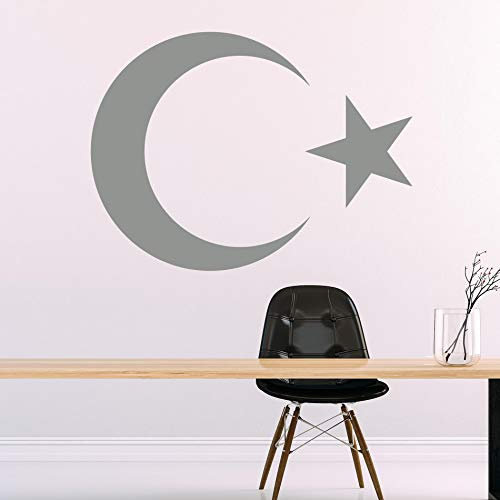 AY YILDIZ - Halbmond Türkiye Wandtattoo Wandaufkleber Sticker Aufkleber (13 (B) x 10 (H) cm, Grau)
