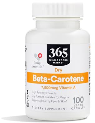 365 by Whole Foods Market, High-Potency Beta-Carotene, 7500mcg Vitamin A, 100 Vegan Capsules