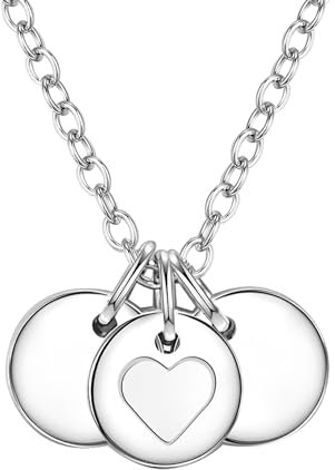 GLANZSTÜCKE MÜNCHEN Damen-Kette mit Herz-Anhänger und Medaillons Sterling Silber 40 + 5 cm - Herzkette mit Medaillon für Gravur in Silberfarben
