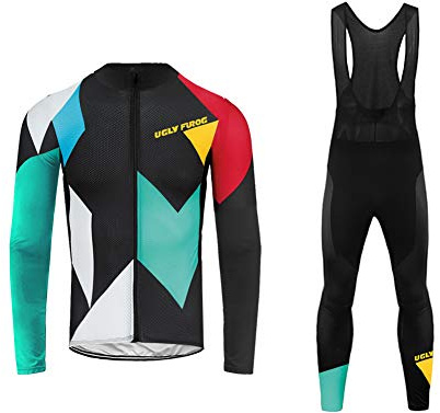UGLY FROG Fahrrad-Trikot und Bib Hose, Fahrrad-Bekleidung, langärmlig, 3D Sitzpolster,für Herbst und Winter Fleece