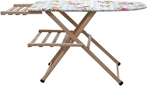 Table à repasser avec support de chaudière en bois de hêtre massif Mara (Naturel)