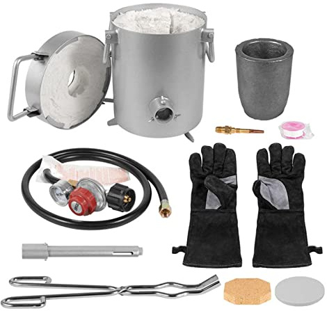 Kit de horno propano 28LB/12,8KG con crisol y pinzas for fundición oro, plata, cobre, 2700°F/1482°C, juego forja for Herramientas