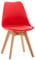 CLP Esszimmerstuhl Linares Kunststoff I Stoff I Samt I Cord I Lederoptik I Lehnstuhl Mit Holzgestell, Farbe:rot, Material:Kunststoff