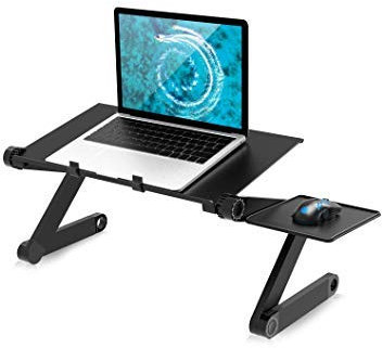 Mesa para portátiles de Aluminio Resistente Soporte para ratón Adaptable a Cama, sofá, Mesa, Suelo Plegable Ajustable hasta 180º