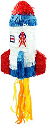 Trendario Pinata Rakete, Ideal zum Befüllen mit Süßigkeiten und Geschenken - Piñata für Kindergeburtstag Spiel, Geschenkidee, Party, Hochzeit