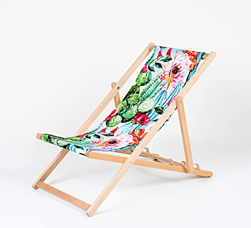 Merino Wool Moderne Liegestuhl Sonnenliege Klappbar Gartenliege Rückenlehne verstellbar leicht klappbar Garten Balkon Strand Outdoor Holzklappstühle Naturholz Lounger (1, Big Pink Flower)
