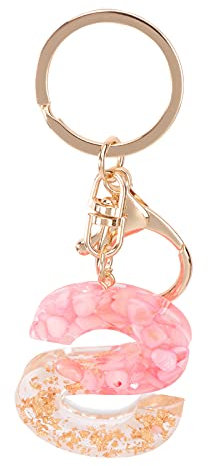TOYANDONA Initial Keychain Letter Alphabet Key Ring Tassel Charm Key Ring Initial Purse Charms for Handbags Alphabet Initial Letter Pendant (Pink S)