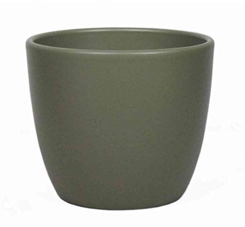 innaGLAS Grand Cache-Pot, céramique, Vert Olive Mat, 27cm, Ø32cm - Pot Fleurs/Pot céramique