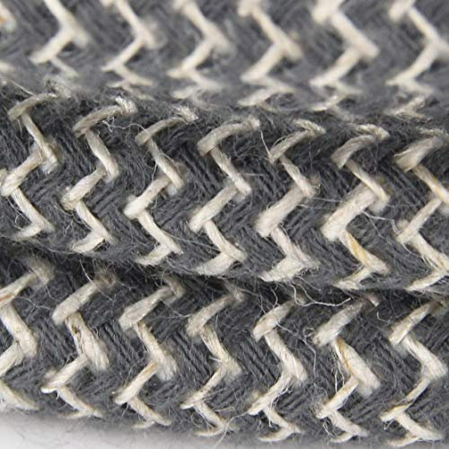 CHACON Baumwolltextilkabel im Zickzackmuster – 3 m – Anthrazit und Leinen Natur