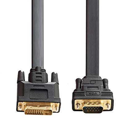 Baolongking DVI attivo a VGA, DVI 24+1 DVI-D M a VGA maschio con chip piatto cavo adattatore convertitore per PC DVD Monitor HDTV 2M