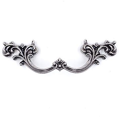 Schubladengriffe, Schrankgriffe, Möbelgriffe, französische Provinziale, altsilber, 7,6 cm Lochmitte, Vintage, Shabby Chic, für Kommode, Nachttisch, Schrank, PW1619OS76