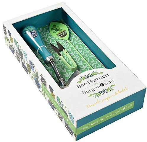 Burgon & Ball Brie Harrison Beech Handle Trowel Snips & Metal Label Set Gift Box