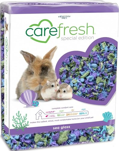 Carefresh 99% Dust-Free Sea Glass Natural Paper Small Pet Bedding with Superior 10 Day Odor Control & Absorption, for Guinea Pigs, Hamsters, Rabbits, & Rats, 50 L