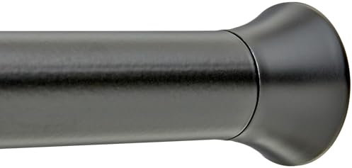 Amazon Basics Barra de cortina de ducha con tensión ajustable, de 107 a 185 cm, color negro