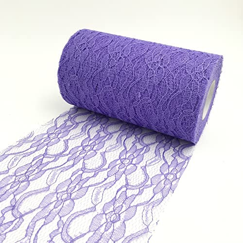 Dentelle Tulle Organza Rouleau Tissu Pour Mariage Fête D'anniversaire Toile De Fond Décoration Chemin De Table Et Jardin À La Maison DIY 15cm x 22.8m (Violet Profond)