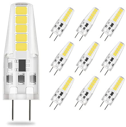 ELINKUME Dimmbar G4 LED Lampen,Birnen 2W Kaltweiss Led G4 Stiftsockel,Leuchtmittel G4 Glühbirne Ersatz für 20W Halogen Lampen,206LM,AC/DC12-24V Kein Flackern,360°Abstrahlwinkel,10er-Set