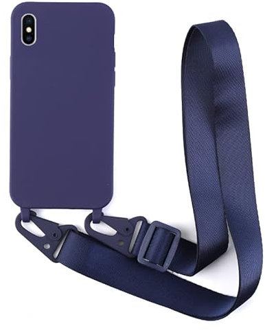 Leather Armor Handykette Hülle für iPhone XR mit Band Halsband Lanyard (abnehmbar) Handyhülle, Verstellbarer Lanyard.Magnetisch Stoßfest Silikonhülle Wireless Charging kompatibel .-Schwarz