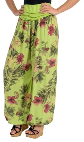 Malito - Damen Haremshose floraler Blumen Print - atmungsaktive Pumphose - dünne Freizeit Strandhose - hautfreundliche Aladinhose 8939 (XS-XL)