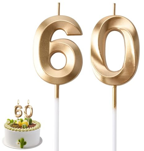 AIYONG 60. Geburtstag Kerzen Kuchen Ziffer 60 Alles Gute zum Geburtstag Kuchen Topper Dekoration für Kuchendekoration Party Hochzeit Jahrestag Feier Kerzen, 3D Tortendeko, Birthday Candle Nummer 60
