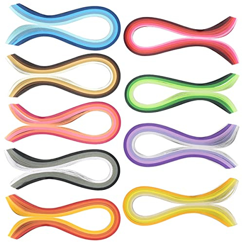 900Pcs Paper Quilling Strips Set, 9 Colors Paper Quilling for Decorating Cards, Gift Bags, Picture Frames and Scrapbooking Width 5mm Length 39cm (0.12in x 15.3in)