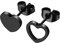 JewelryWe Schmuck Herz Ohrstecker Edelstahl Klassische Asymmetrische Herzen Ohrringe Ohr-Piercings Ohrschmuck für Herren Damen Schwarz