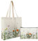 Prasacco 2 borse tote in tela, graziose, estetiche, con cerniera, floreale, vintage, per donne e ragazze, colore bianco, bianco, Double