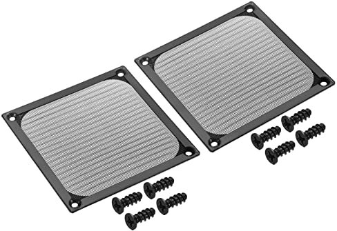 PATIKIL 120mm Ventilador Filtro Rejillas con Tornillos, 2 Paquete Aluminio Marco Inoxidable Acero Malla Polvo Prueba Cubierta para Computadora Estuche, Negro