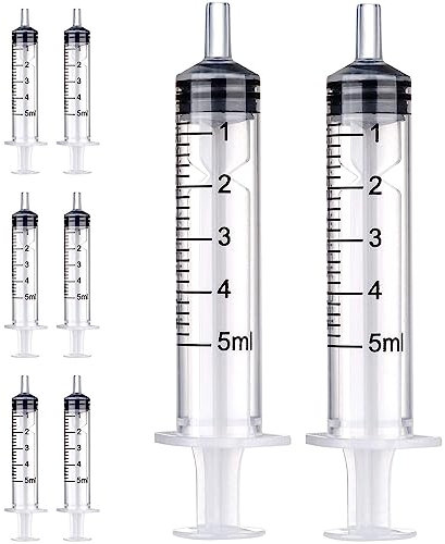 LUCKNIGHT Spritzen - 5ml Spritze, 8 Stück Plastikspritze, Spritze Ohne Nadel, Dosierspritze, Wiederverwendbare, für Labor, Pflanzenbewässerung, Motoröl [Nicht medizinische Verwendung]