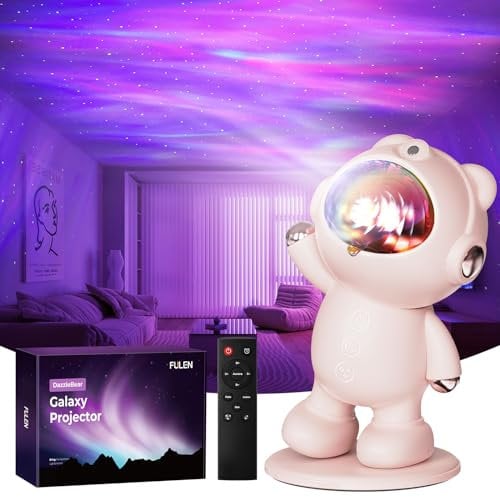FULEN Sternenhimmel Projektor Kinder,LED Nachtlicht Sternenlicht Projektor, Aurora Polarlicht Projektor Mit Timer & Fernbedienung, Schlafzimmer Deko, Geschenke für Kinder,Rosa