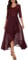 Bboninedress Robe Femme Chic et Elegant de Mariée Soirée Cocktail Asymétrique pour Gala Anniversaire Mariage Dirty Dacing Cérémonie Témoin Col en V Burgundy L