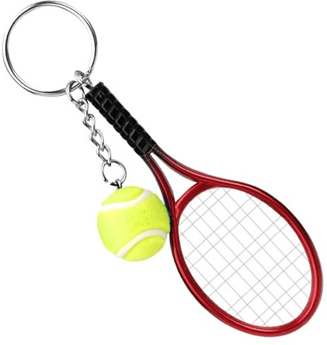 Ryaupy Mini Tennis Schläger Anhänger Keychain, grüner Sport Schlüsselanhänge der Neuheit, für Herren, Damen, Mädchen, Sport-Liebhaber Geschenk (Rot)