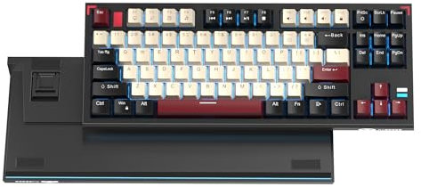 MageGee 80% Tenkeyless Mechanical Gaming Keyboard, Compact 87 Keys Blue LED Backlit Wired Gaming Keyboard with Side Light for Windows PC - Black & White, Blue Switches