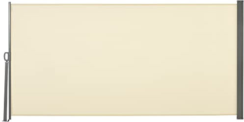 Outsunny Toldo Lateral Retráctil 300x160 cm Pantalla Enrollable Mampara de Privacidad Impermeable y Anti-UV Protege la Privacidad para Jardín Balcón Terraza Crema