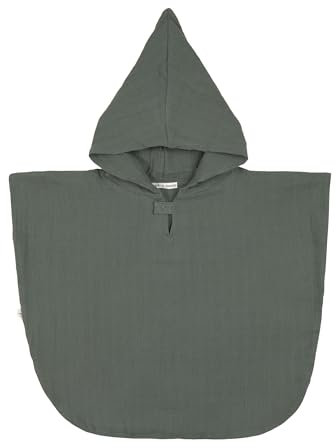 LÄSSIG Kinder Badeponcho aus Musselin mit Kapuze/Muslin Poncho Petrol Green