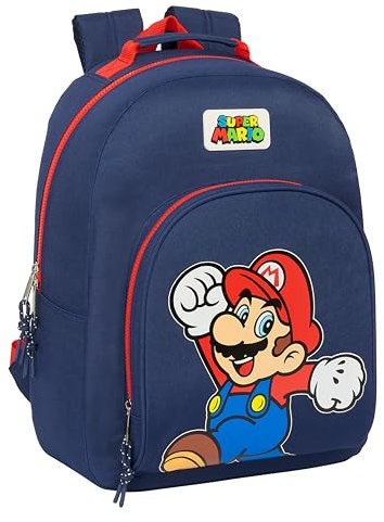 SUPER MARIO WORLD Schulrucksack, anpassbar an Kinderwagen, Rucksack, ideal für Kinder verschiedener Altersgruppen, bequem und vielseitig, Qualität und Widerstandsfähigkeit, 32 x 15 x 42 cm,